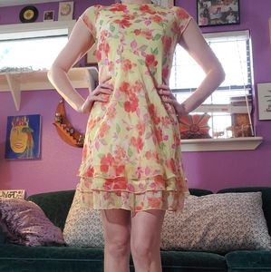 Vintage yellow floral 90s I.N. girl summer dress
